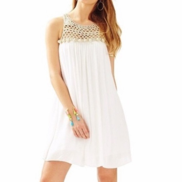 Lilly Pulitzer size large white dress with gold. - Picture 3 of 14